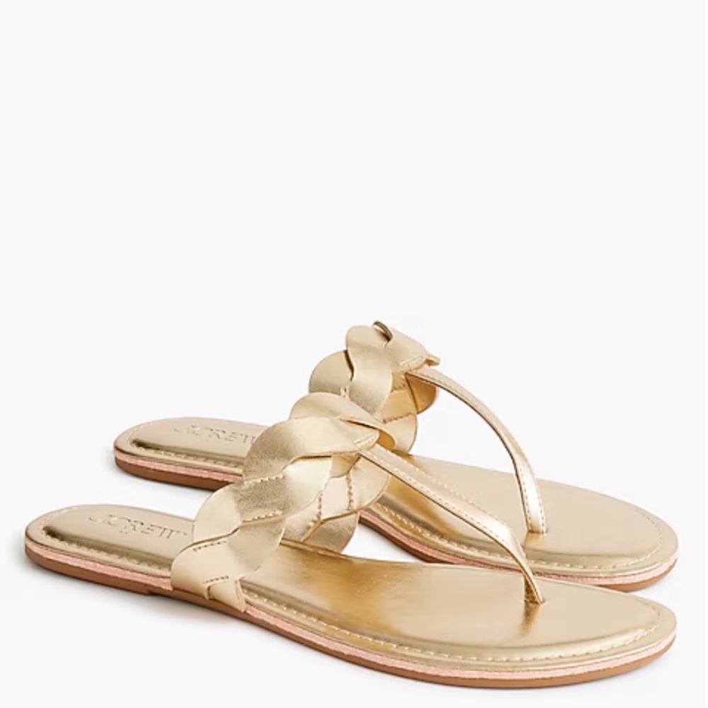 🌺 NWOT J Crew Twist Sandals Gold Size 8